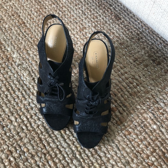 COACH Black Leather Heels - Picture 4 of 5